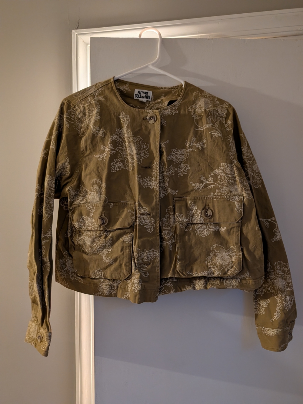Future Collective Floral Olive Utility Jacket